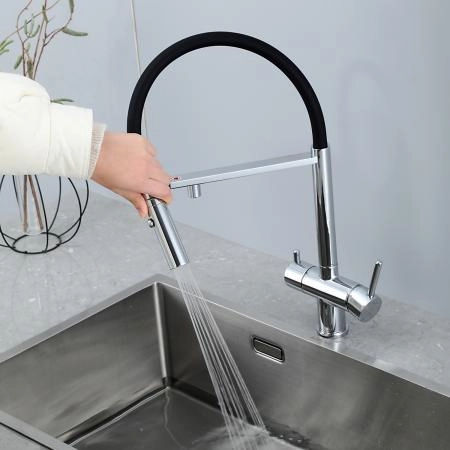 Смеситель GAPPO G4397-80 для кухни с гибким изливом и подключением фильтра, хром