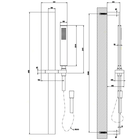 Gessi Rettangolo Душевая стойка с ручным душем, цвет: хром