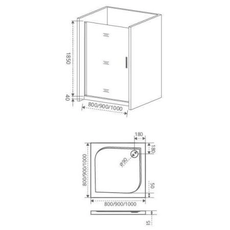 Душевая дверь GOOD DOOR Fantasy DR-90-F-CH 90x185 см