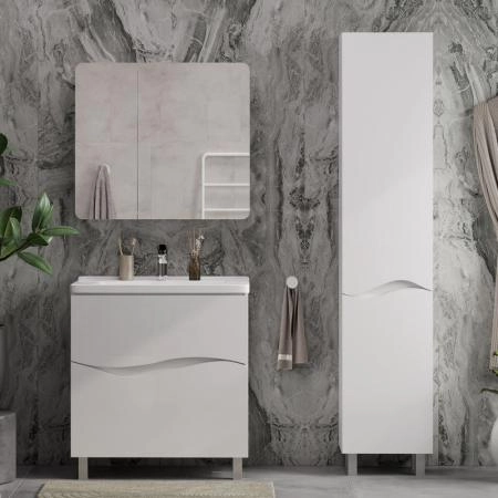 Пенал для ванной напольный Volna 40 белый глянец