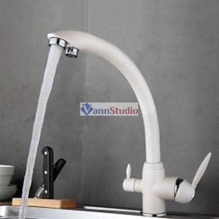 Смеситель для кухни Frap F4399-8 с краном для фильтр/воды белый