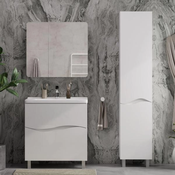 Пенал для ванной напольный Volna 40 белый глянец