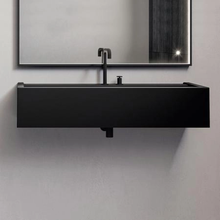 Kerasan Kanaal Раковина подвесная 120х40см., с 2 отв., цвет: Matt Black