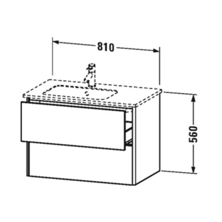 Duravit XSquare Тумба с раковиной, 81х47.8х56см., подвесная, с 1 отв., с 2 выдвижными ящика, цвет: белый глянец