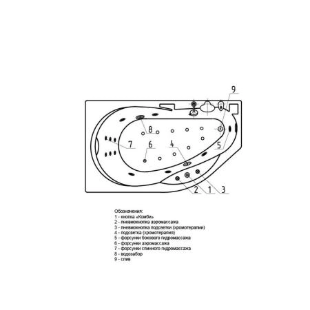 Ванна АКВАТЕК Таурус 170х100 НМ (пневматика) левая