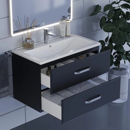 Тумба под раковину для ванной Uperwood Foster 80 см, подвесная, черная