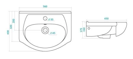 Тумба под раковину Style Line Эко Стандарт 55 Линда напольная с дверками