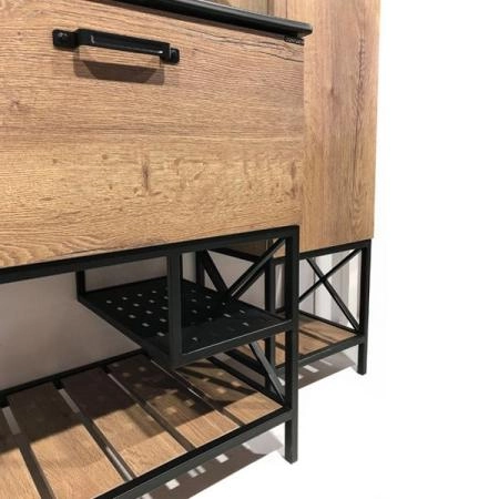 Тумба с раковиной Comforty Бредфорд-75 дуб темный черная матовая