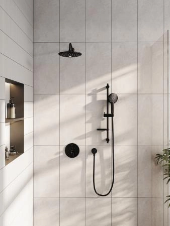 Душевая стойка VitrA Bliss A4574336EXP с ручным душем без смесителя с мыльницей матовая черная