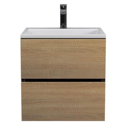Тумба с раковиной Uperwood Barsa 50 см, раковина белая, подвесная тумба черная/дуб сонома