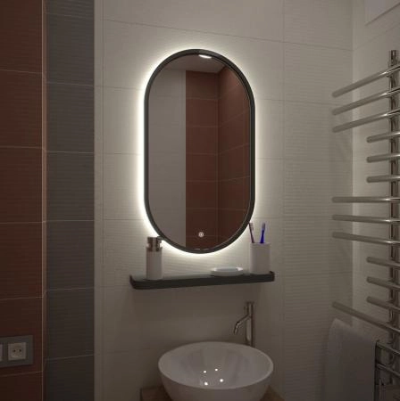 Зеркало Континент Prime standart 450x800 серый ЗЛП1079 с подсветкой
