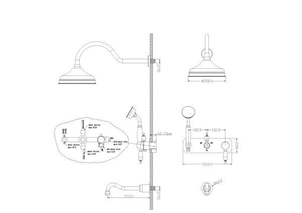 Смеситель для ванны Boheme встроенный Tradizionale NERO 258