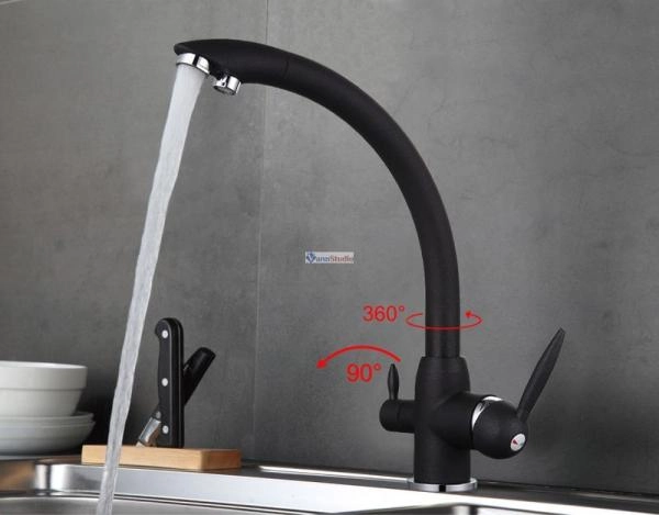 Смеситель для кухни Frap F4399-7 с краном для фильтр/воды черный