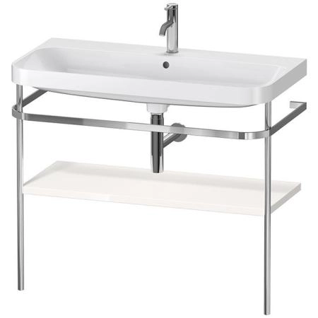 Duravit Happy D.2 Plus Консоль напольная с умывальником 97.5х49х85см, с 1 отв под смесит, 1 ящик, 1 полотенцедержатель, выпуск и сифон в комплекте, цвет: белый глянцевый/хром
