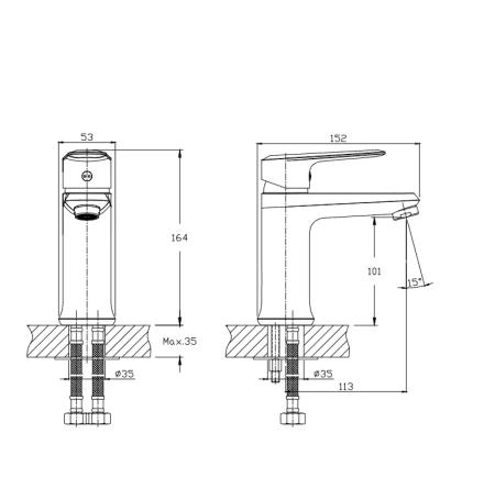 Cмеситель для раковины RUSH Devon DE7535-11 хром