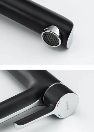 Смеситель для раковины Gappo G1003-16 высокий чёрный/хром
