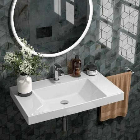 Раковина Kerama Marazzi CUBO КУБО CU.wb.80 подвесная\мебельная 80, белая глянцевая