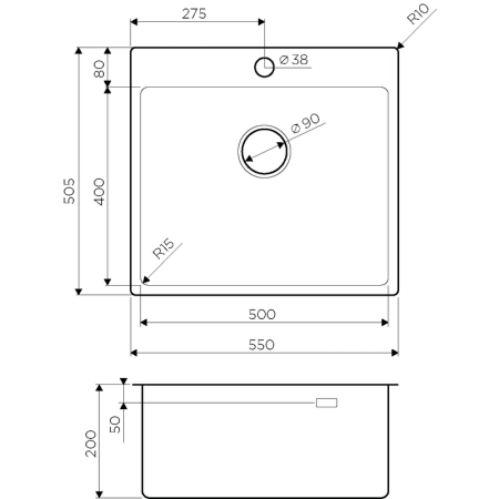 Кухонная мойка Omoikiri Amadare 55-IN 4993718 нержавеющая сталь