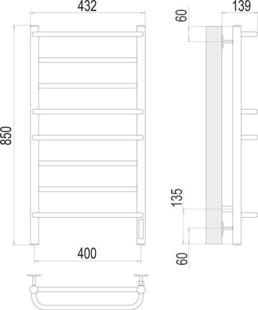 Полотенцесушитель Terminus Евромикс П8 400х850 электро Sensor quick touch