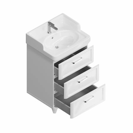 Тумба Kerama Marazzi POMPEI ПОМПЕИ PO.N.60.3\WHT напольная с 3 ящиками 60, белая глянцевая