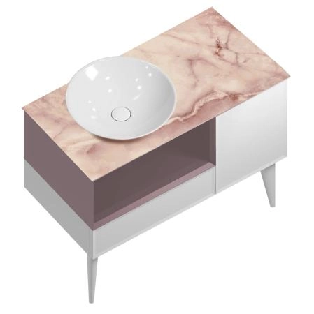 Тумба Kerama Marazzi CONO КОНО CO.97\MAL подвесная с открытой полкой и ящиками 97, белая матовая-мальва