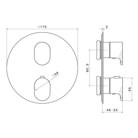 Встроенный смеситель Kerama Marazzi OLE ОЛЕ 67638EKM.M0.071 с регулировкой температуры, золотой атласный