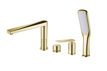 Смеситель врезной на борт ванны Boheme VENTURO золото 380