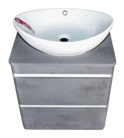 Тумба Style Line Elfante Атлантика 60 подвесная, Люкс бетон темный, (2 ящ.), со столешницей МДФ, PLUS