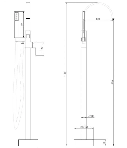 Смеситель ABBER Wasserfall AF8615 напольный для ванны, хром