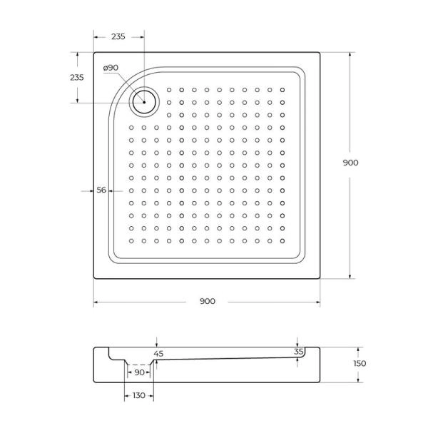 Поддон для душа BelBagno 90x90 квадратный акрил TRAY-BB-A-90-15-W