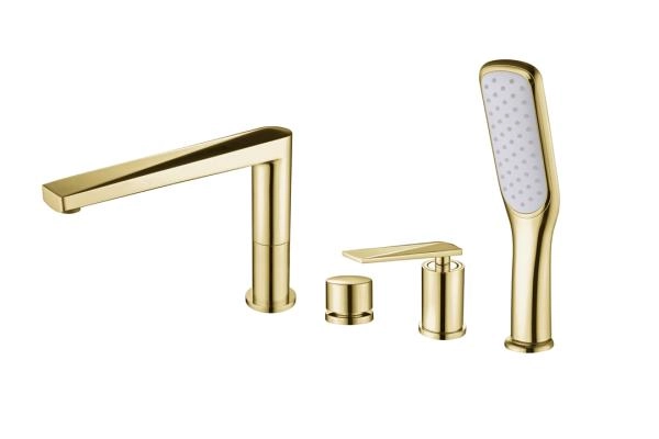 Смеситель врезной на борт ванны Boheme VENTURO золото 380