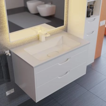 Тумба под раковину для ванной Uperwood Modul 80 см, подвесная, матовая, белая