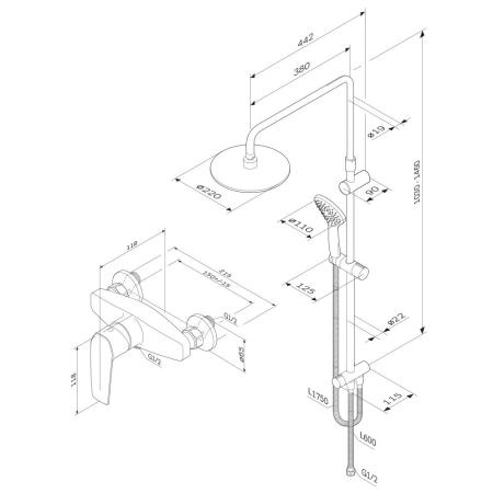 Набор для ванной комнаты 2 в 1 AM.PM Gem F42890A24 чёрный