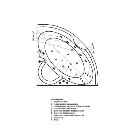 Ванна АКВАТЕК Поларис 1. 138х138 НМ (пневматика)