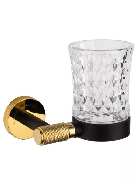 Стакан для зубных щеток с держателем WONZON & WOGHAND MAJESTIC, Черный/Золото (WW-9221)
