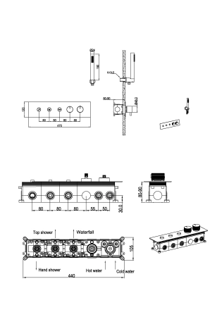 Смеситель FUSION Boheme TERMO с ручным душем BLACK 131-SYS-B