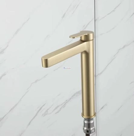 Смеситель для раковины высокий Gappo G1099-83 сатин золотой