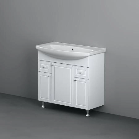 Тумба с раковиной напольная RedBlu by Damixa Palace One M41-FSX0853WG-WCC085 белый глянцевый