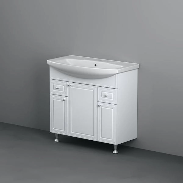 Тумба с раковиной напольная RedBlu by Damixa Palace One M41-FSX0853WG-WCC085 белый глянцевый