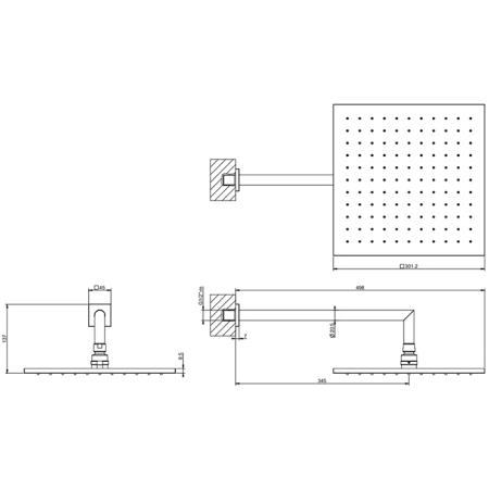 Gessi Emporio shower Верхний душ 30х30см., подвесной, поворотная, с защитой от известкового налёта, цвет: Black XL