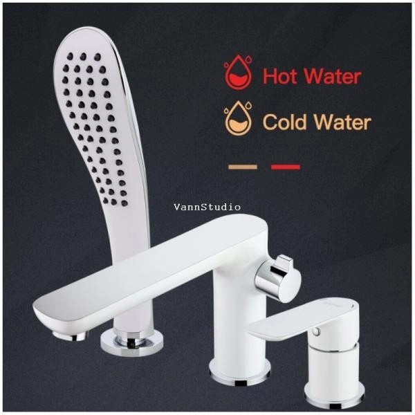 Смеситель Gappo G1148 на борт ванны на 3 отверстия, хром белый