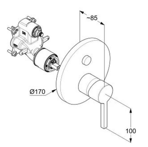 Смеситель KLUDI NOVA FONTE Puristic 206593915 для ванны встраиваемый внешняя часть черный матовый