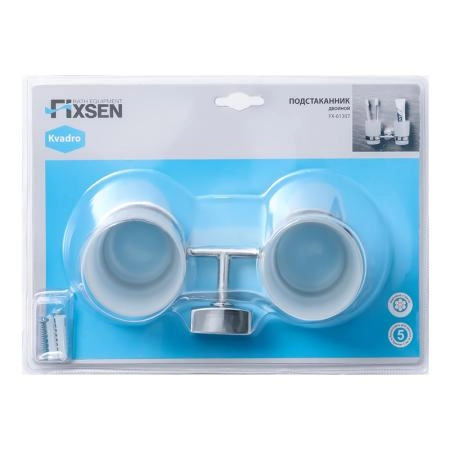 Стакан для ванной комнаты двойной FIXSEN KVADRO FX-61307, хром