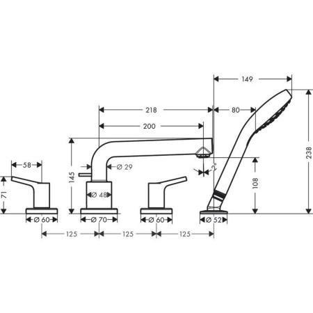 Смеситель Hansgrohe Talis S 72419000 для ванны, хром