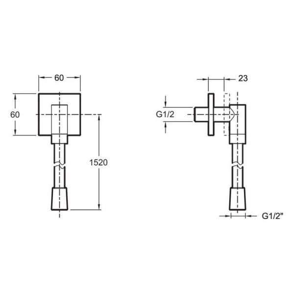 Коленное соединение со шлангом и заглушкой Jacob Delafon E14714-CP хром