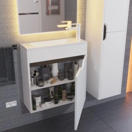 Тумба под раковину для ванной Uperwood Modul 60 см, подвесная, матовая, белая/графит