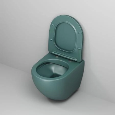 Унитаз Grossman GR-4455OLMS Color (485*360*375) ЗЕЛЕНЫЙ МАТОВЫЙ подвесной Безободковый с тонкой крышкой