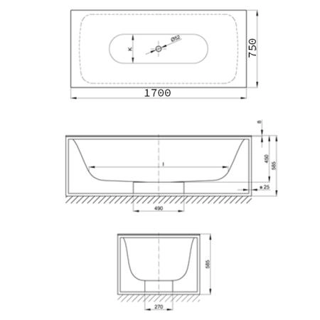 Bette Lux SHAPE Ванна прямоугольная отдельностоящая, 170x75x45см покрыта эмалью снаружи и изнутри, BetteGlasur® Plus, цвет: белый