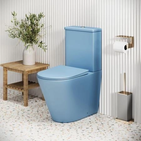 Унитаз Grossman GR-4480BSMS Color (620*365*810) ГОЛУБОЙ МАТОВЫЙ напольный Безободковый с тонкой крышкой