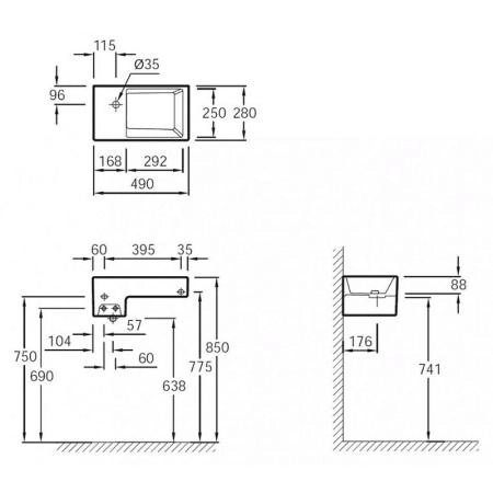 Раковина Jacob Delafon TERRACE EGA012-00 50 см подвесная